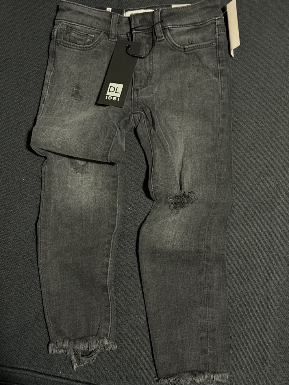 DL1961 Kids Distressed Skinny Jeans - Charcoal Gray